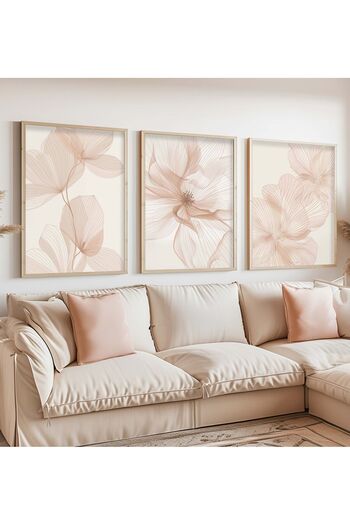 STARYUNA Wooden Framed 3-Piece Flower Painting Yuna29