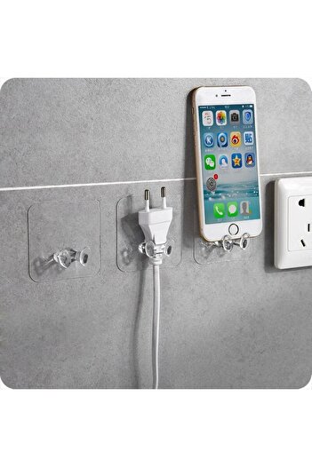 TİNEKE Self Adhesive Transparent Cable Holder Toothbrush Hanger 5 Pieces