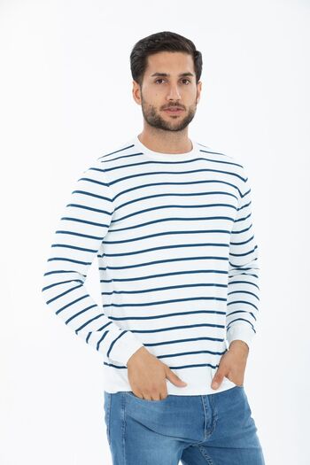 İLKCET MODA Striped Thin Men's Knitwear Sweatshirt