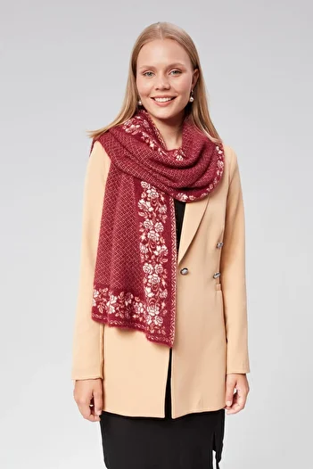 panşalço Burgundy Beard Neck Shawl