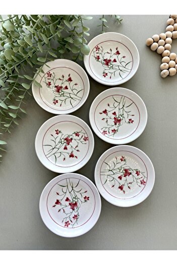 Yiğit Seramik Züccaciye Fushia Crocus Model - 6-Piece Round Breakfast Plate