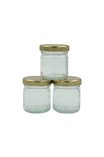 parlakcam 3 Pieces Mini-small Glass Jar Specimen, Food, Wedding and Henna Confectionery Jar 40ml