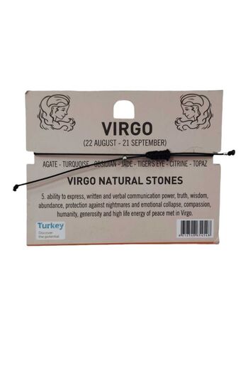 Pembe Pasaj Virgo Star Natural Stone Rope Horoscope Bracelet Anklet