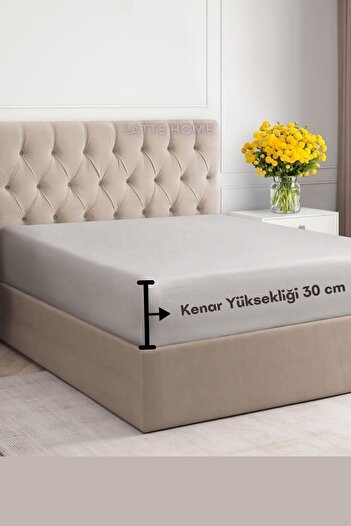 LATTE TEKSTİL Gray 100% Cotton Combed - Fitted Elastic Sheet Single/Double/King Size