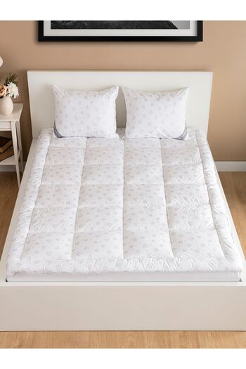 homewell 100% Pure Bamboo Hypoalergenic Single Bed Pad Topper Silvery Diamond Pattern