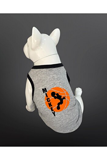 Buddy Store Cat & Dog Outfit Clothes Undershirt - Basketball Player Mickey Printed Gray Undershirt