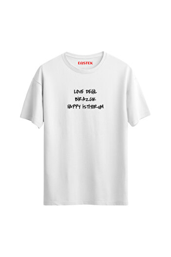 Açık Garaj Unisex μπλουζάκι με τυπωμένο "Love Not a Little - Happy Want"