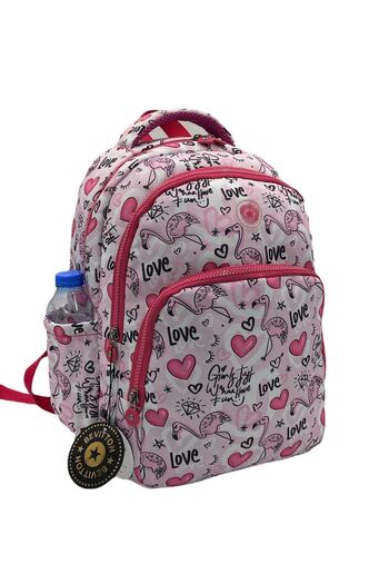 Bevitton Flamingo Patterned Set of 2 Girls' Primary School Bag First School Bag 4545