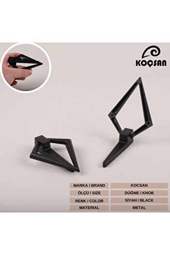 KOÇSAN Triangle Black 32 mm Handle Luxury Country Kitchen Furniture Cabinet Drawer Handle