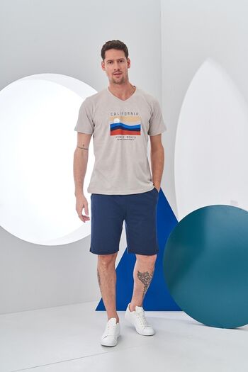 PJS 24304 Men's V-Neck Sports Shorts Set