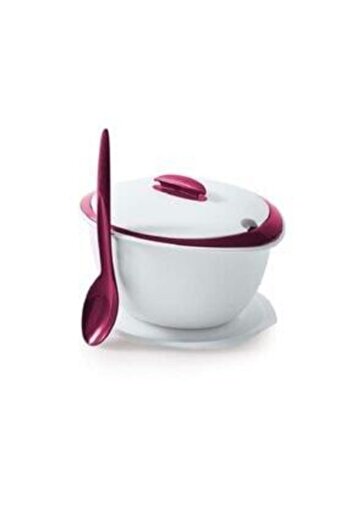 Tupperware وعاء تقديم وتسخين الميكروويف الأنيق بسعة 1.5 لتر مع ملعقة هدية