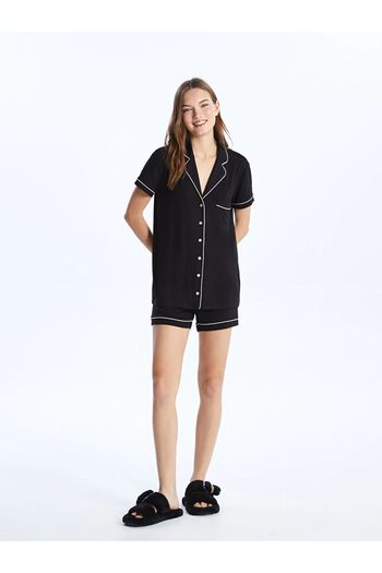 LC Waikiki LCW DREAM Women's Pajamas Set - Shirt Collar, Short Sleeve, Shorts