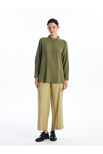 LC Waikiki Lcwaikiki Classic - Women's Brown Judge Collar Shirt Tunic