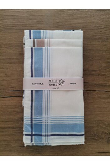 Melis Home 12 Pieces 46X46 cm Striped Men's Handkerchiefs - 100% Cotton