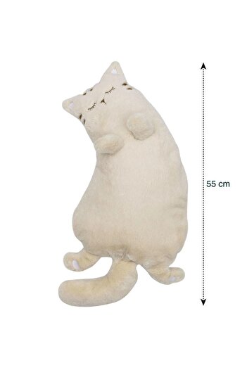 LCW HOME Büyük Yumuşak Dolgulu Pelüş Sevimli Azman Kedi Kırlent 55 Cm- Uyku Arkadaşı