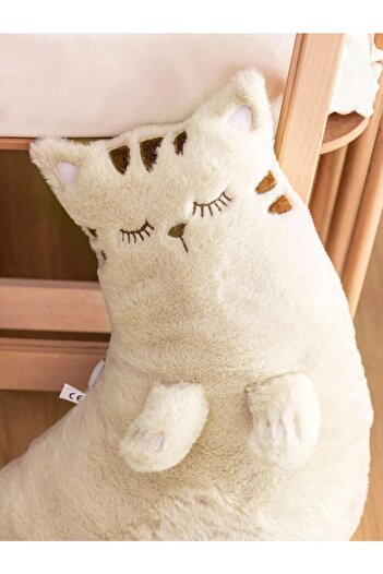 LCW HOME Büyük Yumuşak Dolgulu Pelüş Sevimli Azman Kedi Kırlent 55 Cm- Uyku Arkadaşı