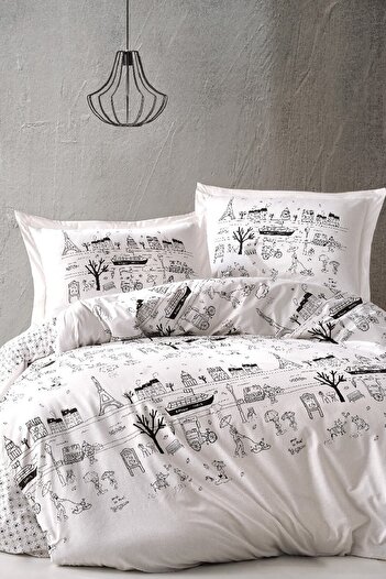 Marie Claire Single Duvet Cover Set Axel 100% Cotton Black