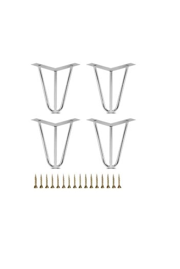 ALBATROS 18 cm Shaft Model Chrome Cut 100% Metal Furniture Set - Cabinet, Armchair, Sofa and Tv Unit Legs (4 Pcs)
