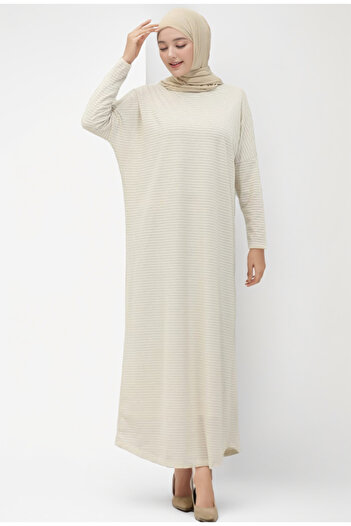 RESPİRO Comfortable Fit Light Glitter Loose Long Autumn Dress