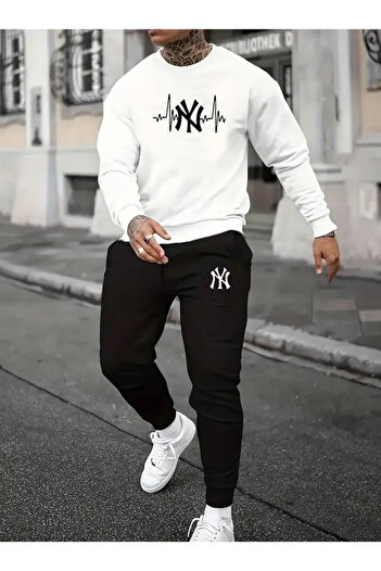 YOHO SPORT NY Принтована бавовняна унісекс зимова кофта та спортивний костюм - набір з 2 предметів