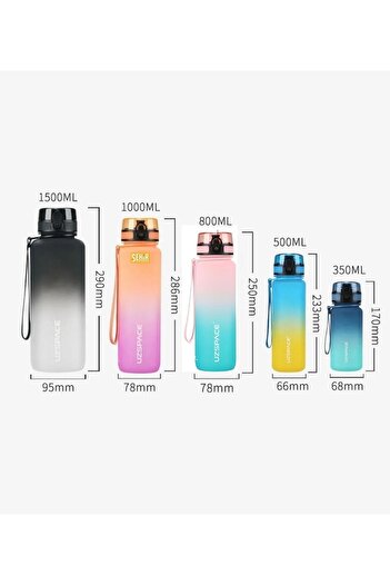Uzspace 800ml Büyük Boy Soft Touch Çift Renk Motivasyon Tritan Su Matarası