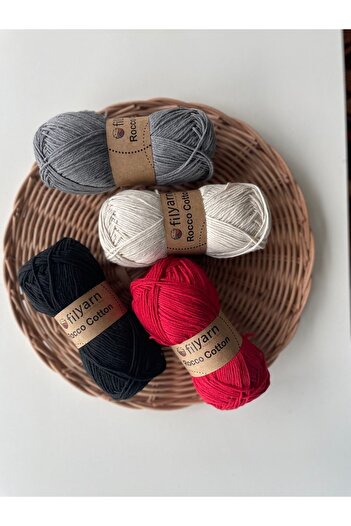Filyarn Bibupunch (100 Gr) Set of 4 Rocco Cotton Threads - Basic Colors
