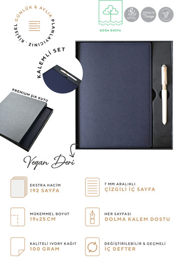 Victoria's Journals B5 Manager's Notebook with Box - 19X25 Cm, Ivory 96 Sheets, Monaco Pen