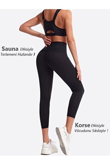MİSTİRİK Sauna Thermal Leggings with High Waist and Agraph - Slimming, Slimming and Fat Burning Two Sizes