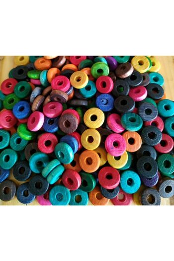 Selin Colored Wooden Beads, 10 mm Cylinder 50 Gr