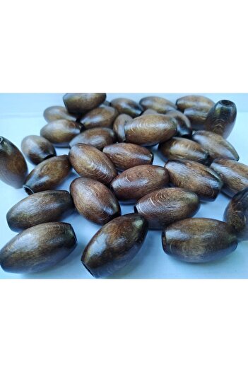 Selin 30 mm Οβάλ Ξύλινη Χάντρα (50 Τεμάχια) Καφέ