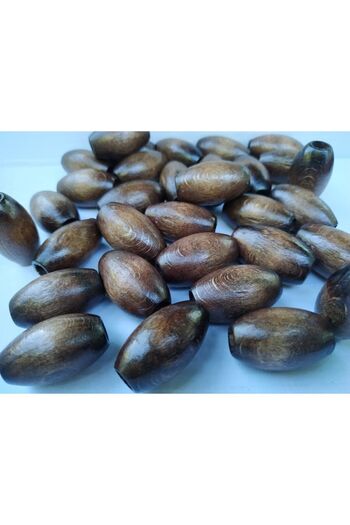 Selin 20 mm Οβάλ Ξύλινες Χάντρες (50 Τεμάχια) Καφέ
