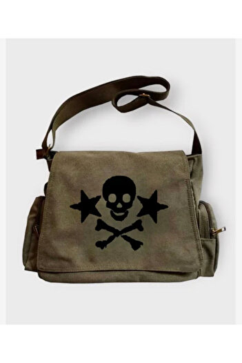 DEEFWEAR Khaki Stars Skull Messenger Bag