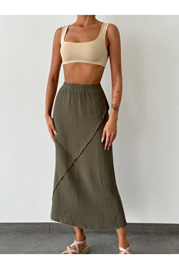 İLKCET MODA Cotton Midi Aerobin Skirt