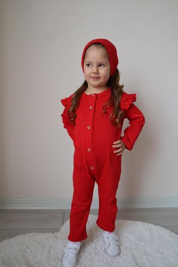 Süslüm Kids Beret Neck Collar Jumpsuit