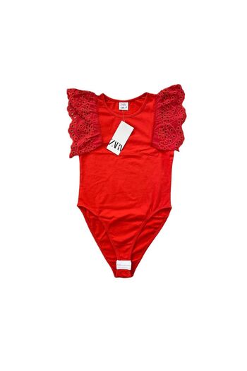 SONGÜLBERİK Red Lace Bodysuit - Sleeve Detailed