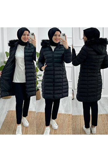 Parla Afra Keep Warm Παλτό με κουκούλα από ίνες πλήρους πλήρωσης