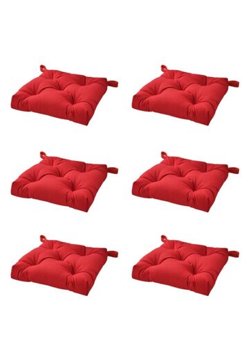 Eminel Ticaret Malinda Chair Cushion, Red, 6 Pieces, 40/35x38x7 Cm