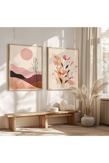 STARYUNA Wooden Framed 2-Piece Boho Painting Yuna1