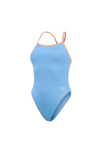 SPEEDO Μπλε γυναικείο μαγιό - Σχέδιο με συμπαγή πλάτη σε σχήμα V