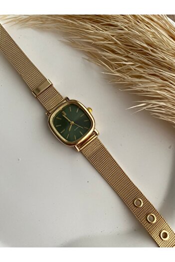 QUARTZ Kadın Kol Saati Gold Hasır Model Kare Vintage