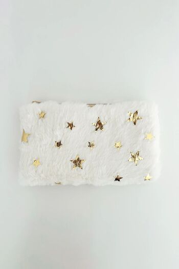 feinas White Star Plush Clutch - 23X14 cm (Design)