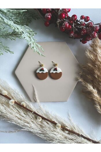 TREND Christmas Winter Earrings - New Year's Pudding Brown Tophead Accessory