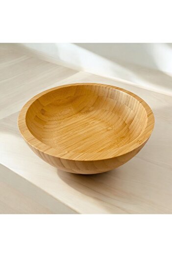 ELZEY HOME Doğal Bambu Derin Salata & Meyve Kasesi 20 cm