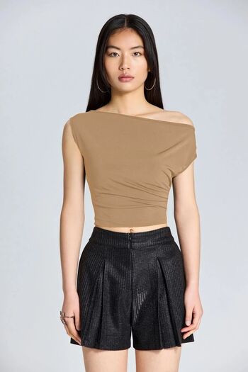 boutiquen 2627 Boat Neck Beige Blouse