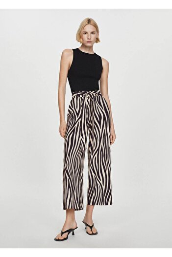 MANGO Woman Patterned and Bow Trousers