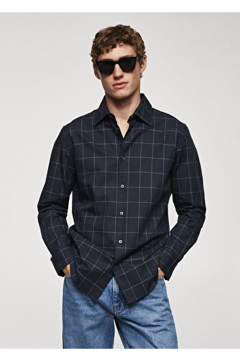 MANGO Man Checkered Flannel Cotton Shirt