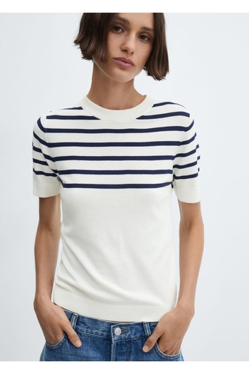 MANGO Woman Striped short-sleeved sweater