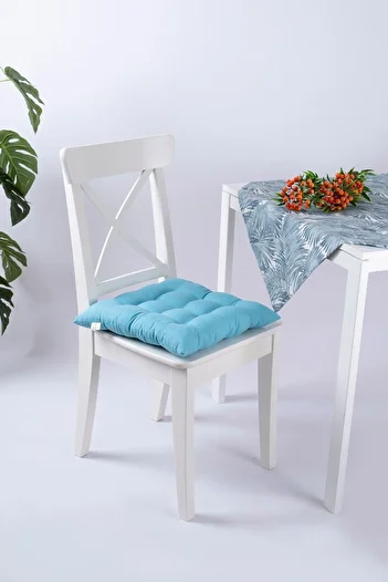 ALTINPAMUK Daisy Pofidik Turquoise Chair - 9 Stitched Cushions with Laces
