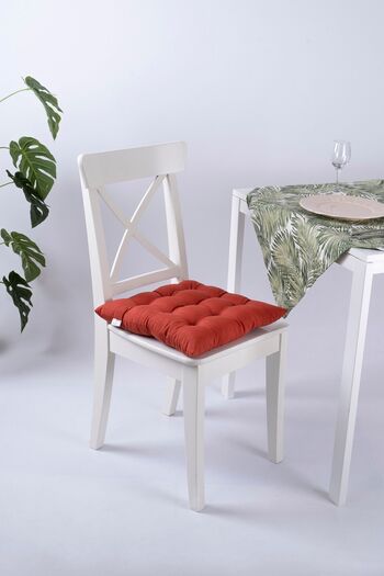 ALTINPAMUK Daisy Pofidik 9 Stitched Brick Colored Chair - Lace-Up Cushion