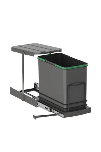 almital mobilya aksesuarları furniture accessories Starax 24 Lt 2571 Anthracite Telescopic Rail Dustbin Plastic Body